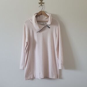 Chico's Zenergy Heathered Blush Chloe Asymmetrical Zip Tunic Sweatshirt Size XL